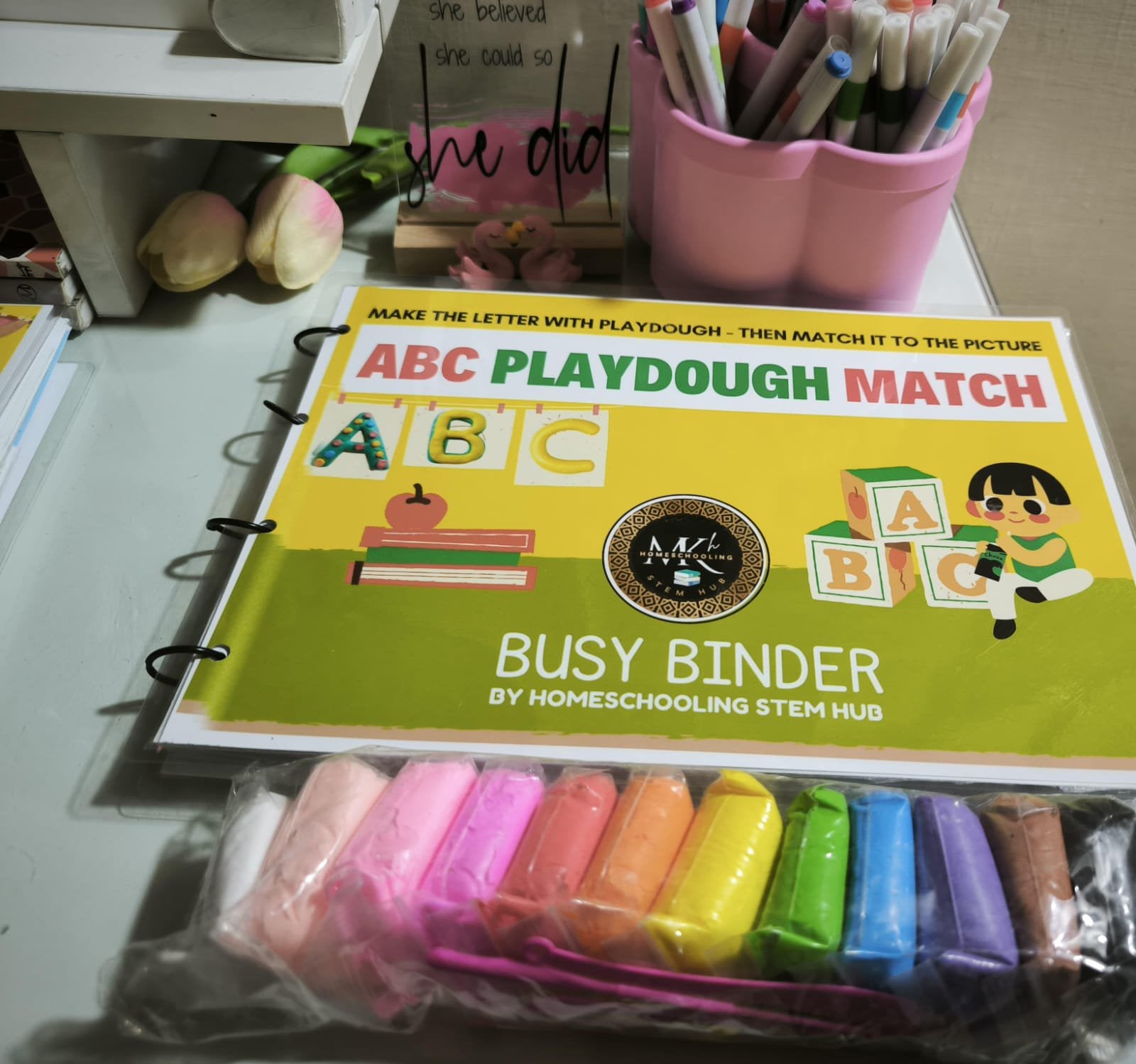 ABC Binder for Kids with Wipe & Write Worksheets