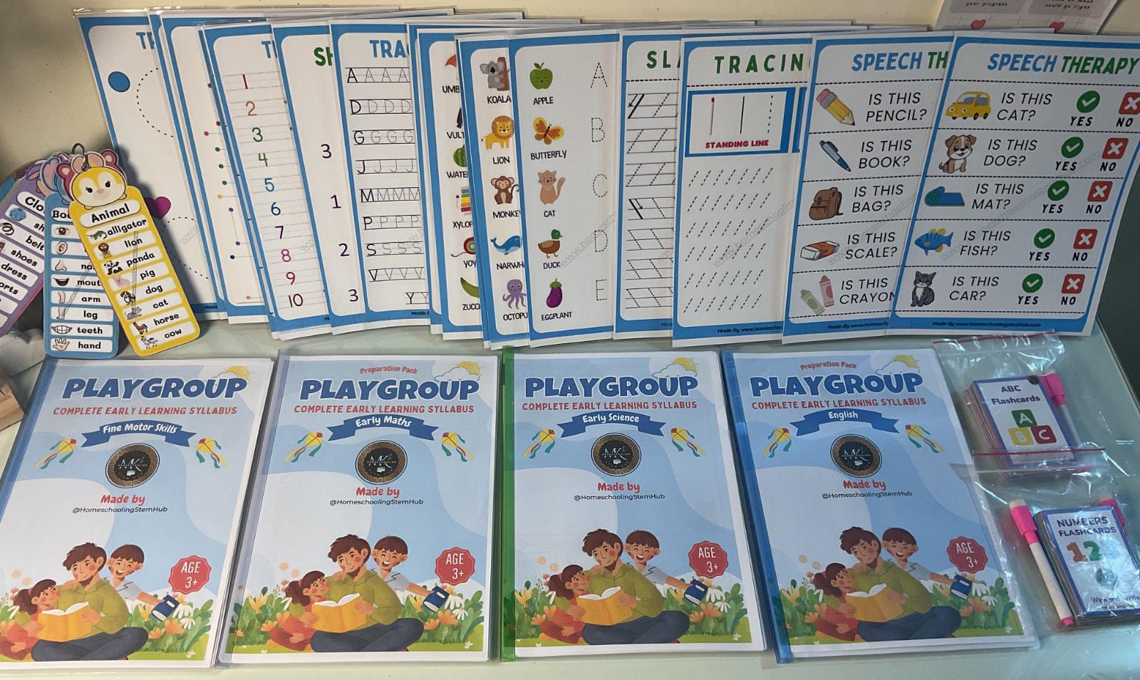 Playgroup learning pack with laminated tracing sheets