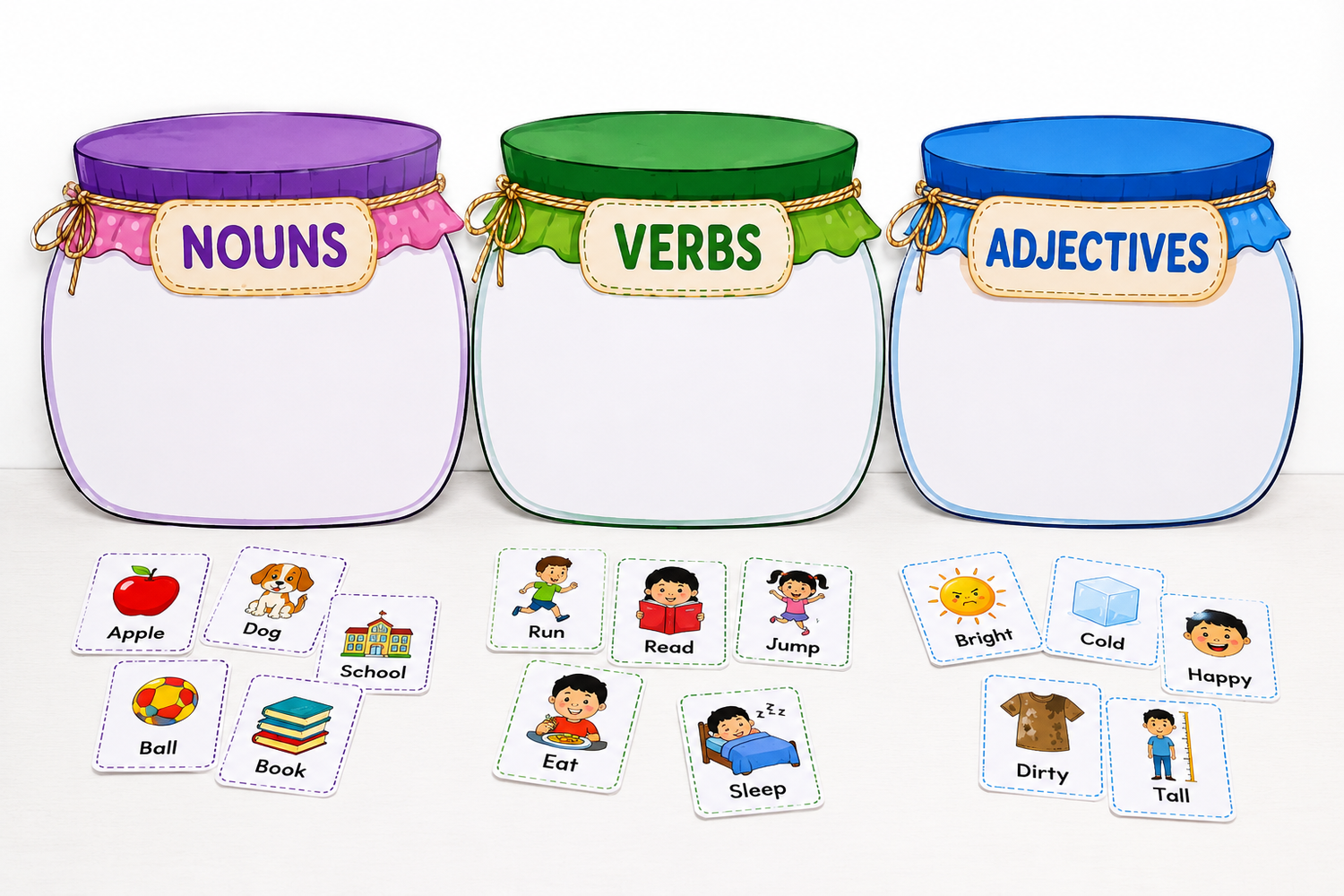 Noun, Verb & Adjective Sort Jar