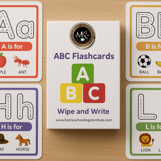 ABC Flashcards Wipe & Write – A for Apple tracing card